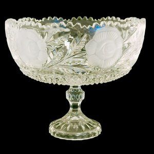 Vintage Miller Import Germany The Rose Collection Pedestal Lead Crystal 10" Bowl